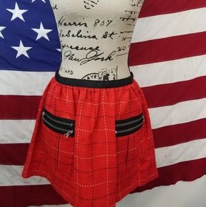 Anthropologie Anna Sui Red Plaid Mini Skirt Size 3